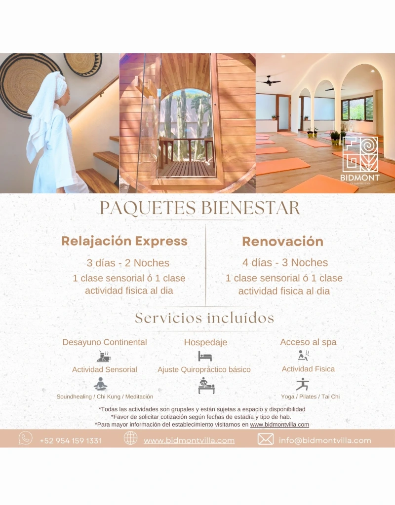 paquete bienestar bidmont villa hotel desayuno continental
