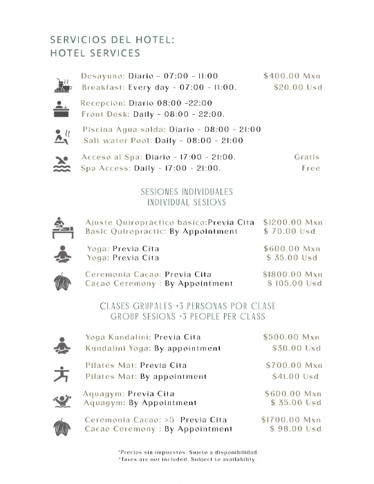 yoga pilates aquagym hotel villa puerto escondido